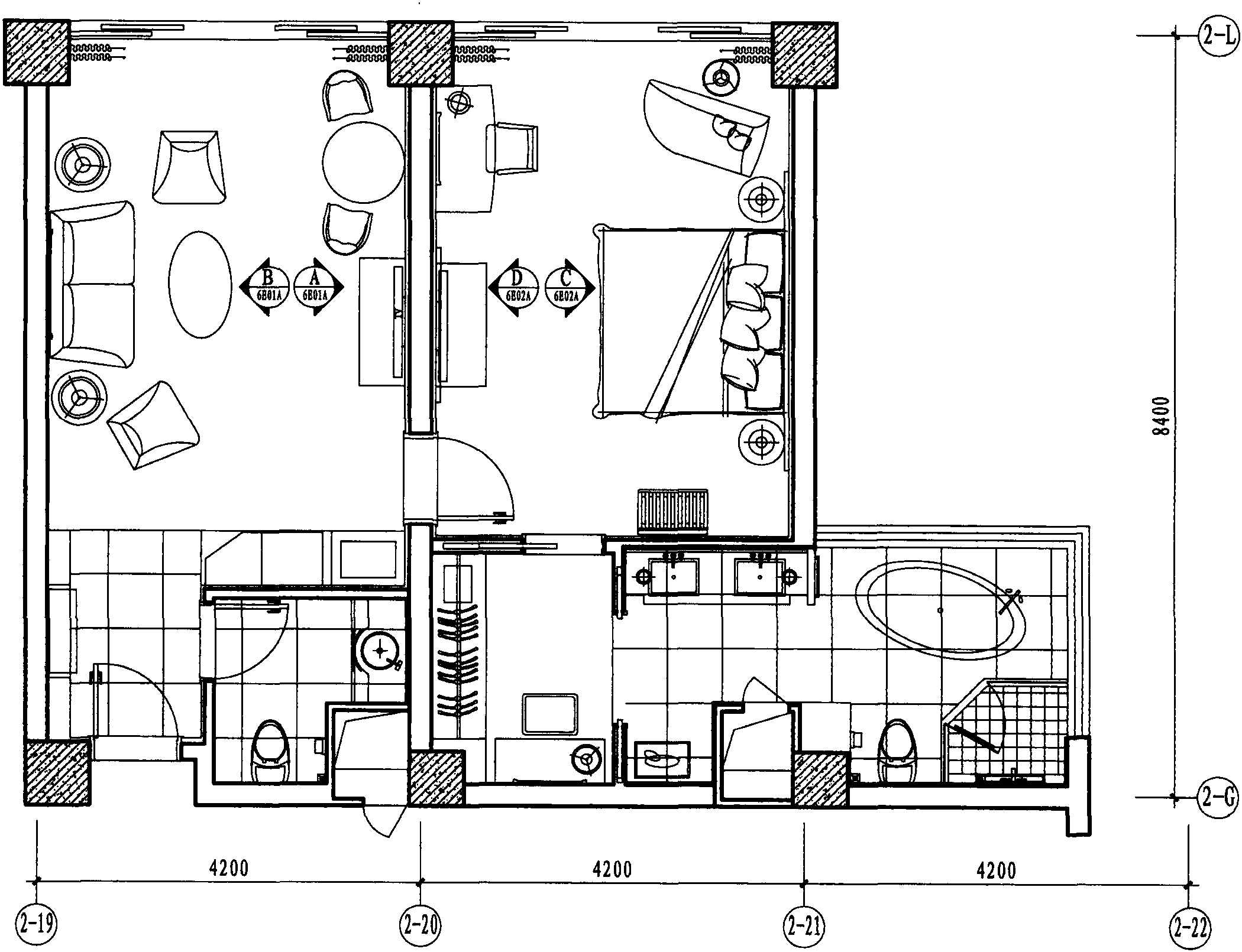 六层商务套房平面布置图 1:75